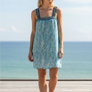 Tory Burch silk coral jewel tonic dress